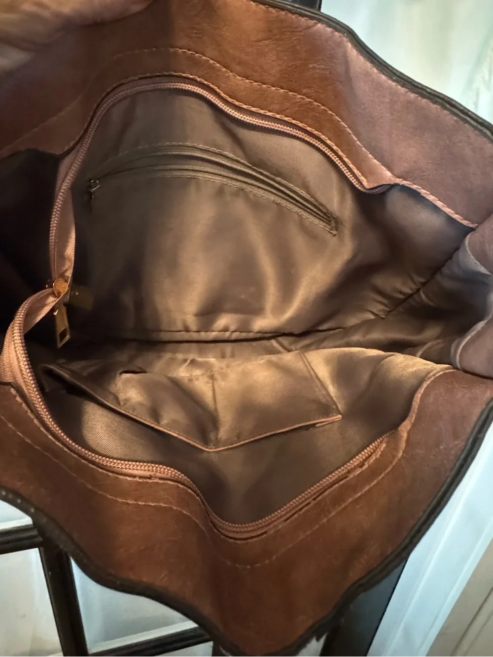 Brown Leather Crossbody Bag with Leopard Strap